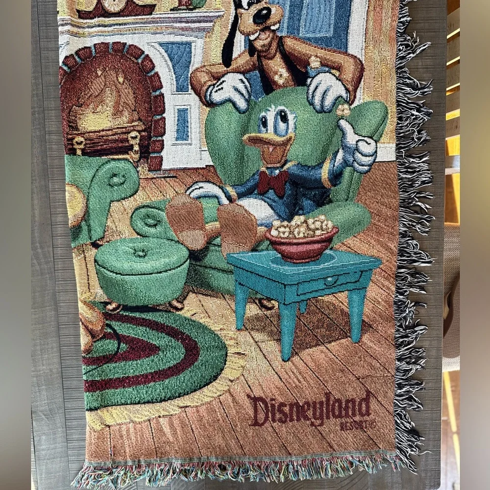 Disneyland Parks Mickey Mouse and Friends Woven Vintage Tapestry Throw Blanket